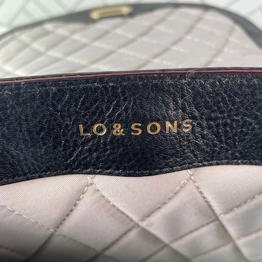 Lo & Sons The Claremont Black Leather Camera Bag Crossbody Purse Gold Hardware
